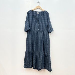 Poetry Check Pattern 100% Cotton Tiered Midi Dress size 8